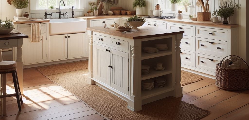 White Inset Beadboard Cabinets