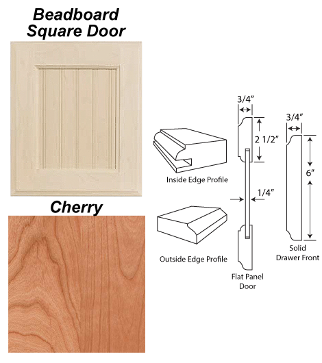 Square Breadboard Cherry Cabinet Door