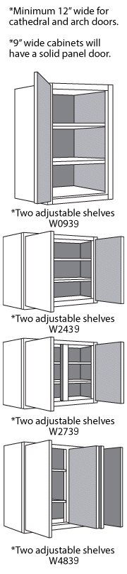 39" High 12" & 15" Deep