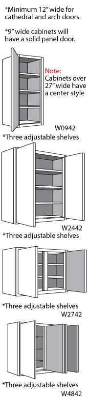 42" High 12" & 15" Deep